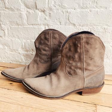 Strategia Brown Suede Cowboy Ankle Boots, 38.5 (FW)
