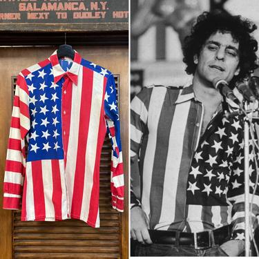 Vintage 1960’s American Flag Abbie Hoffman Pop Art Shirt, 60’s Shirt, 60’s Pop Art, 60’s Yippie, Stars and Stripes, 60’s Counter Culture 