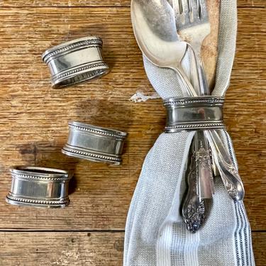 Silver Napkin Rings | Bead Napkin Rings | Set of 4 Vintage Napkin Rings | Dining | Serving Silver Plate 