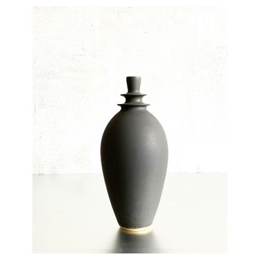 SHIPS NOW- 10.5&amp;quot; Double flanged Stoneware Vase in Slate Matte by Sara Paloma Pottery.  modern minimal black bud vase floral organic paloma 