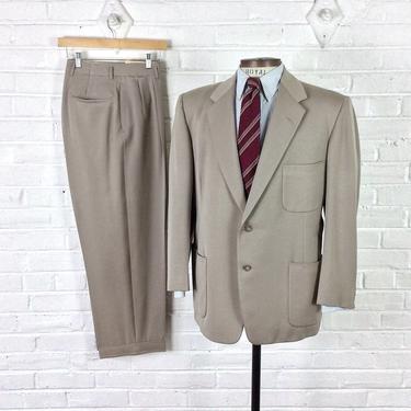 Size 40/42, 34x30 Vintage 1950s Men’s Patch Pocket Gabardine 2pc Suit 