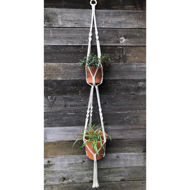DOUBLE | Handmade Macrame Plant Hanger  | Houseplant Planter | Boho Scandi Midcentury 