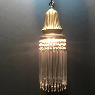 Vintage Glass Straw Prism European Light Shade 1920 Art Deco Art Nouveau Restored 