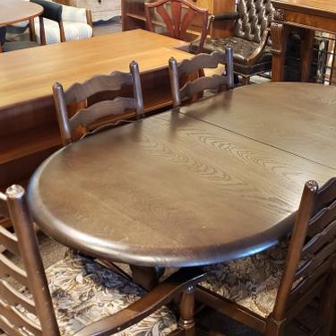Item #R50 Vintage “Ercol” Oak Dining Set w/ Extending Table &amp; Six Chairs c.1960s