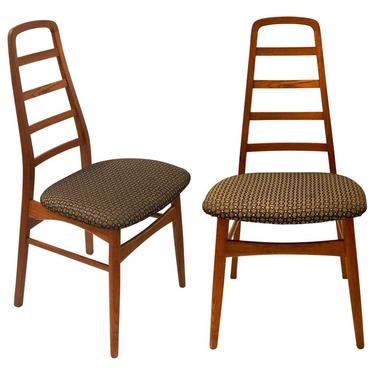 Danish Modern Pair of Solid Teak Dinning Chairs with Tall Backs
