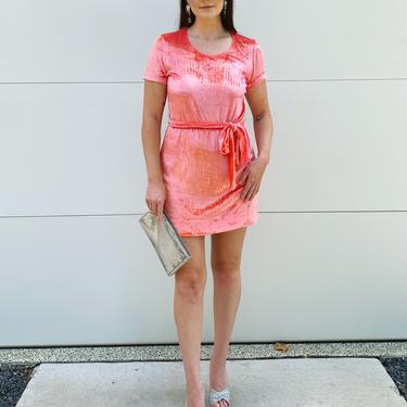 Neon Pink Velvet Mini Dress