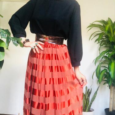 30s 40s orange rayon crepe striped gypsy pleated skirt vintage goth Halloween pinup rockabilly 