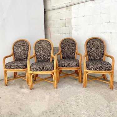 Set of 4 Pencil Reed & Cane Chairs
