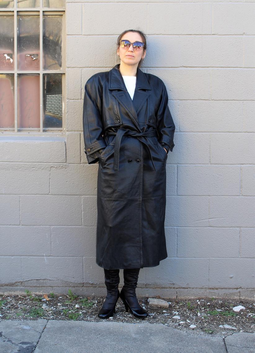 Vintage 1980s Michael Hoban North Beach Black Leather Trench Coat ...