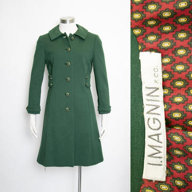 1960s Coat Green Wool Mod Small 