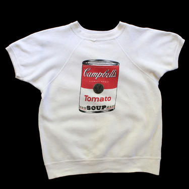 Vintage Sweatshirt / Rare 60s Campbells Soup Pop Art Tee / Short Sleeve Sweat Shirt 