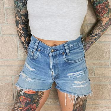 70's Levi's Distressed Cut Off Jean Shorts / Size 25 