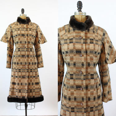1970s CAPE tweed LONG coat small | new fall 