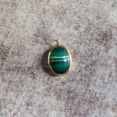 Ready to Ship XXL 14k Green Banded Agate Scarab Charm 