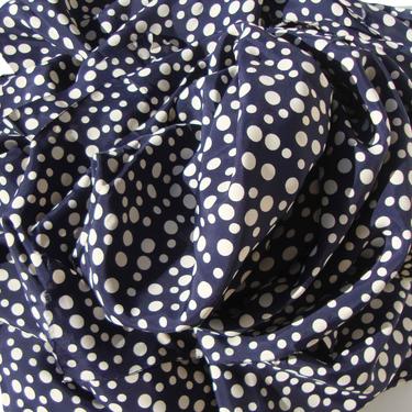 Vintage 50s Rayon Fabric Navy &amp; White Polka Dots 4 Yds 