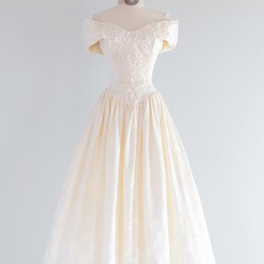 Vintage 1980's Jessica McClintock Romantic Wedding Dress / Waist 28"