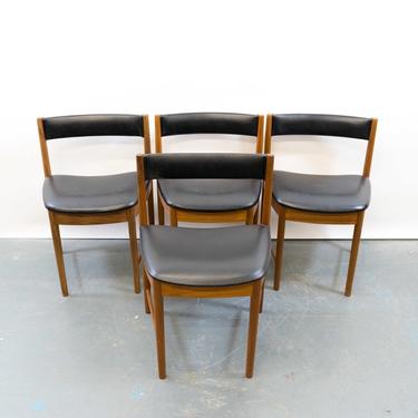 Vintage Mid Century Dining Chairs with Vinyl Upholstery 