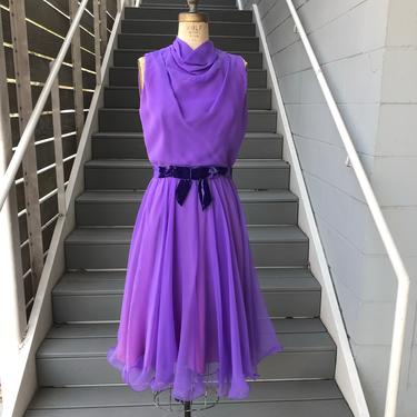 1960's Purple Chiffon Miss Elliette Dress