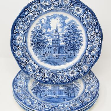 Set of Vintage Stafordshire Liberty Blue Dinner Plates - 10 inches 