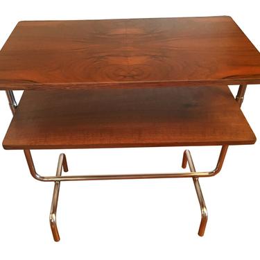 Vintage 1930's Bauhaus Table in Book Matched Walnut Veneer