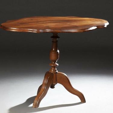 Antique French Louis Philippe-Style Carved Mahogany Tortoise Top Table c. 1900