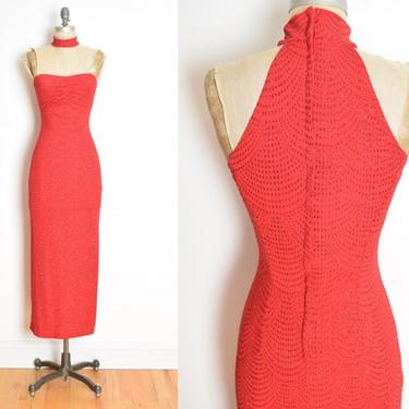 vintage 90s dress Jessica McClintock red glitter print choker prom party gown XS racer back gunne sax clothing 
