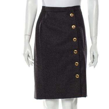 Vintage 90's CHANEL CC Monogram Buttons Logo Gray Skirt Vintage 90's CHANEL CC Monogram Buttons Logo Gray Skirt