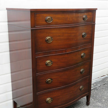 Serpentine Front Mahogany Tall Chest of Drawers by Kindel 1491