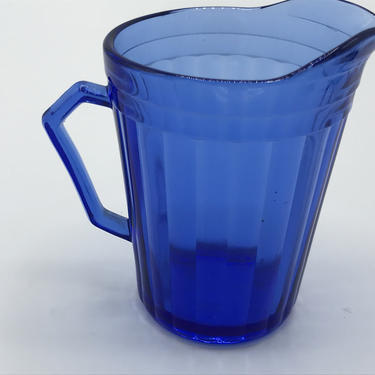 Vintage  HAZEL ATLAS Depression Glass AURORA Ribbed Cobalt Blue Creamer Pitcher 