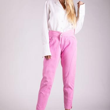 Vintage KRIZIA High Rise Hot Pink Tapered Leg Jeans sz 26 XS S 80s 90s High Waisted Vintage 