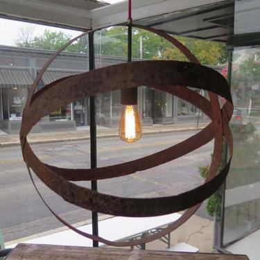 Industrial Steel Band Sphere Pendant Light with a 60
