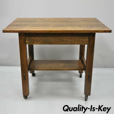 Antique L &amp; JG Stickley Mission Oak Model 597 Blind Drawer Work Stand Table Desk