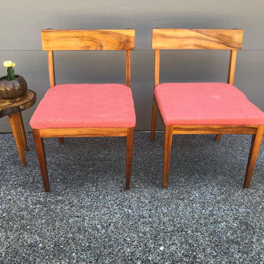 Set of 2 Mid Century Japanese Modern Wood Chairs 