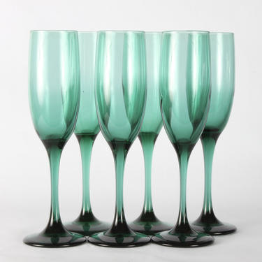 Libbey Champagne Glassware, Libbey, Vintage Glassware, Green Glassware, Vintage, Tumblers, Wine Glassware, Water Goblets, Goblets, Set of 6 