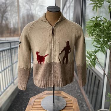 Vintage Ralph Lauren Zip-Front Duck Hunt Men's Heavyweight Wool Sweater 