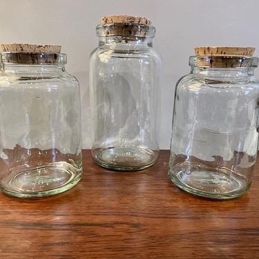 Set of 3 Vintage Hand Blown Lidded Jars from Spain