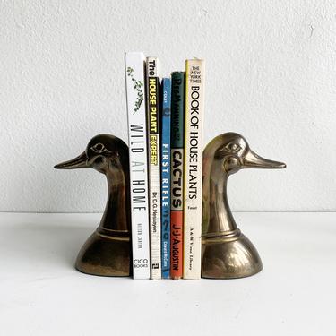 Pair of Vintage Brass Duck Bookends