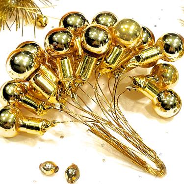 VINTAGE: 17pc - Gold Glass Picks - Glass Picks - Christmas Ornament - SKU Tub-603-00006631 