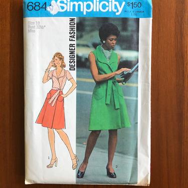 1970s wrap dress sewing pattern DIY vintage Simplicity uncut 10 S 