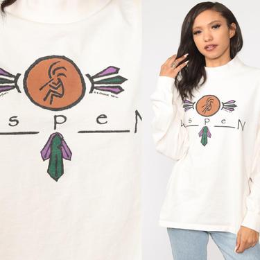 Aspen Colorado Shirt Kokopelli Shirt 90s Graphic Tee Native American Shirt Southwest 1990s Long sleeve Shirt Vintage Extra Large xl 