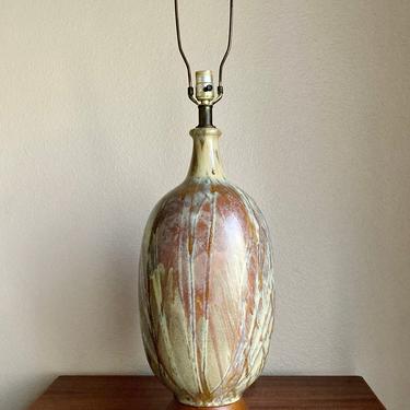 Vintage Lee Rosen Design-Technics Earthtone Drip Glaze Pottery Lamp MCM 1950s 