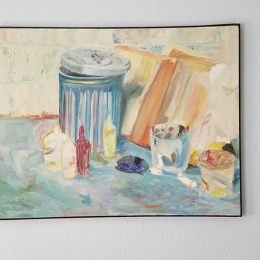 1970&#39;s John Purcell Abstract Still Life Oil on Canvas Painting, Framed. by MIAMIVINTAGEDECOR