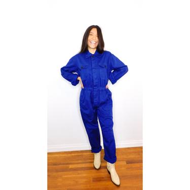 French Chore Coveralls // vintage 70s denim jumpsuit dungarees workwear overalls boho hippie work wear dress painters // O/S 
