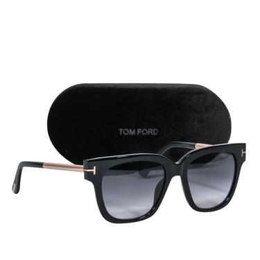 Tom Ford - Black Square Oversized Sunglasses w/ Silver Accents