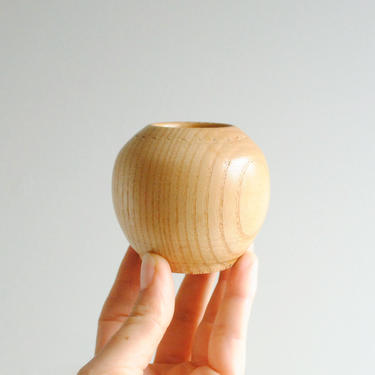 Vintage Small Wood Vase, Hand Carved Wooden Vessel 