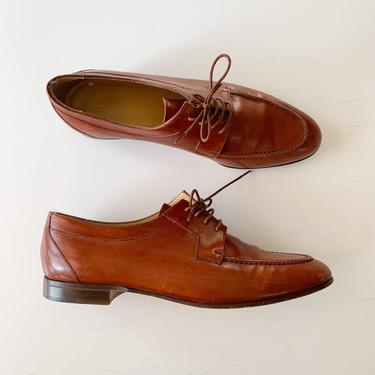 Vintage 1990s Brown Leather Oxford Shoes / 8M 