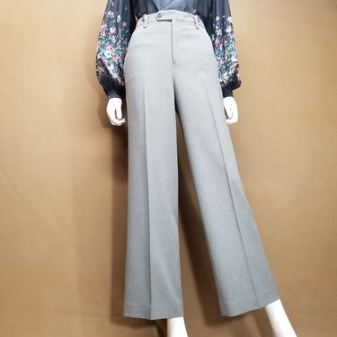 Vintage 70s Gray Gabardine Trousers Slacks ~ 30-inch Waist Dress Pant ~ Straight Wide Leg ~ Hip Pockets ~ Menswear Pants Boyfriend ~ Medium 