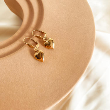 Addison 14K gold plated heart earrings, gold heart earring, dainty heart earring, small earring, gift for her, dangle heart, gold earring 