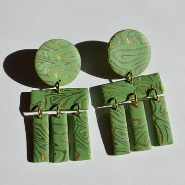 Green Goddess | Handmade Polymer Clay Chandelier Earrings 