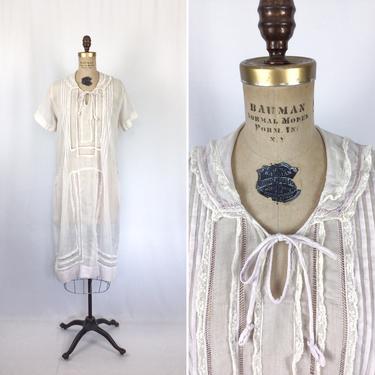 Vintage 20s Dress | Vintage pale lavender day dress | 1920's purple lawn cotton dress 